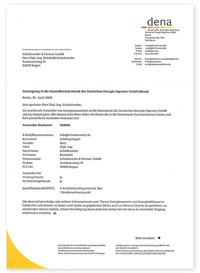 Eintragung in die Ausstellerdatenbank der dena